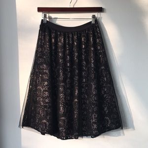 Floral Lace Tulle Ballerina Midi Skirt